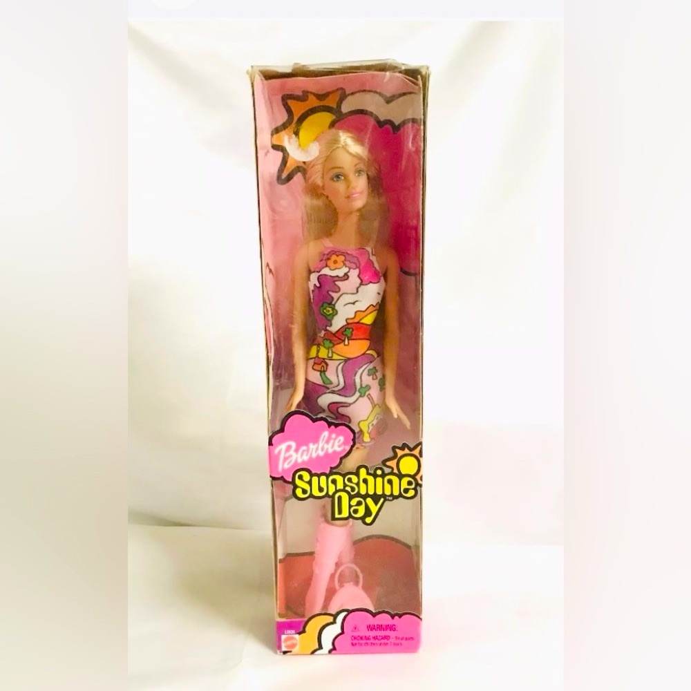 Vintage Barbie Sunshine Day Doll Mattel Blonde Pink Dress